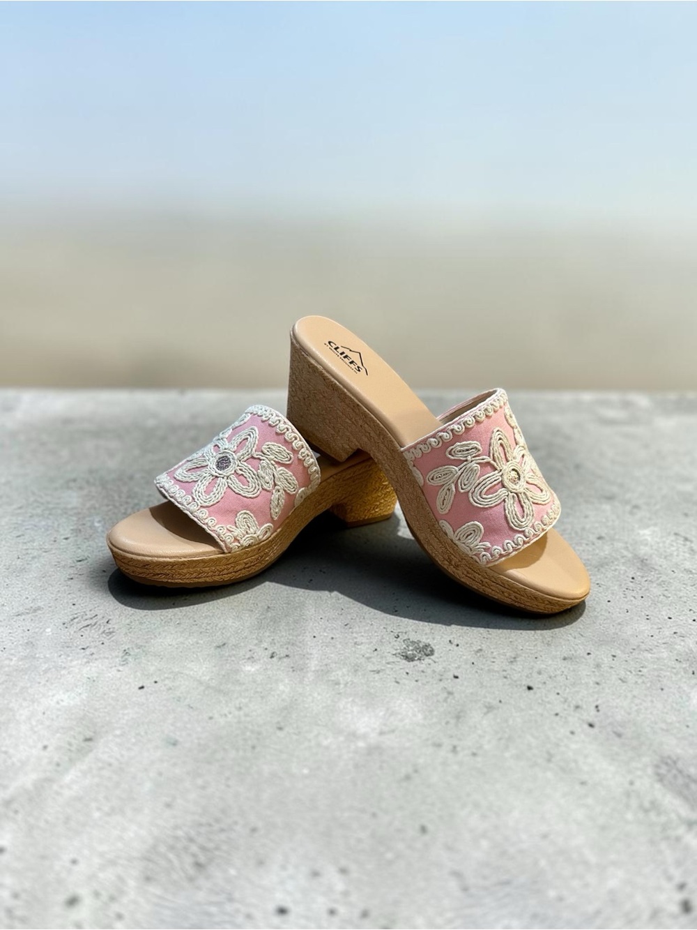 Cliffs by WHITE MOUNTAIN Light Pink Embroidered Slip-On Clog